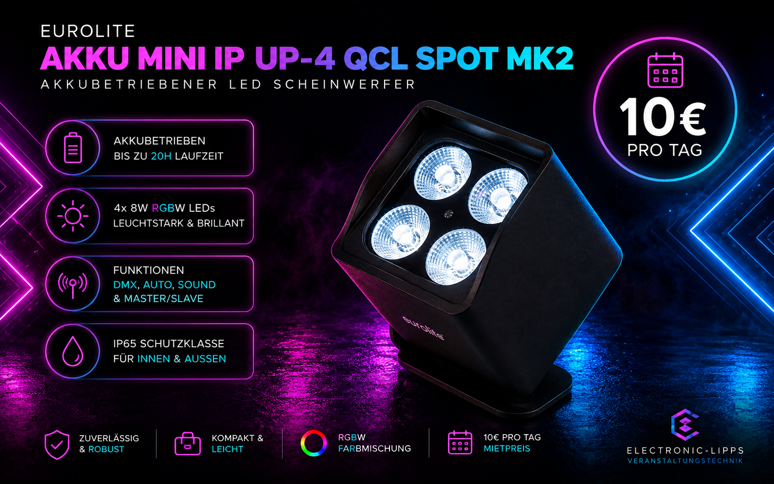 Eurolite AKKU Mini IP UP-4 QCL Spot MK2