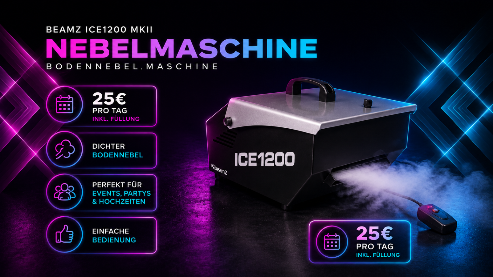 BeamZ ICE1200 MKII Bodennebelmaschine